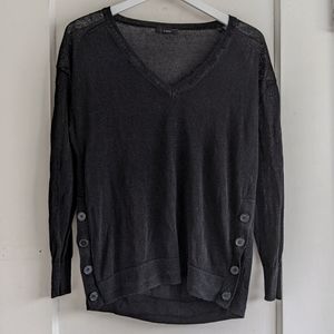 J. Crew Linen Blend V-Neck Summer Sweater with Side Buttons